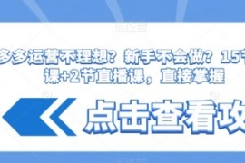 拼多多运营不理想？新手不会做？...