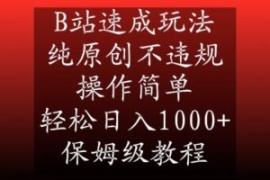 B站速成玩法，纯原创不违规，操...